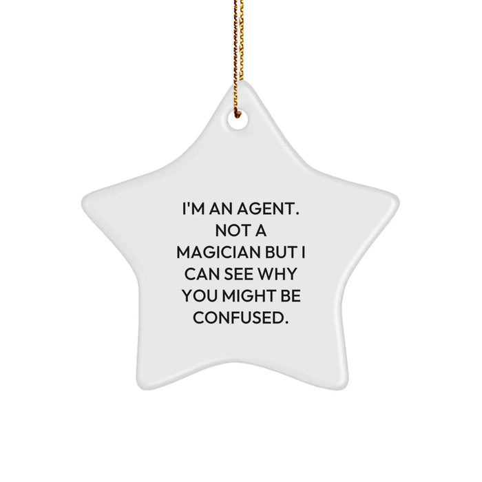 Funny Agent Star Ornament Gifts from Friends for Agent at Christmas, I'm An Agent Star Ornaments, Agent Star Shaped Decoration Gifts - Image 1