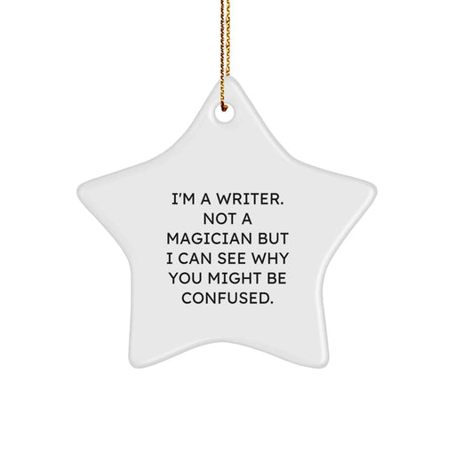 Funny Writer Gifts from Friends for Writer Christmas Unique Star Ornament - Image 1