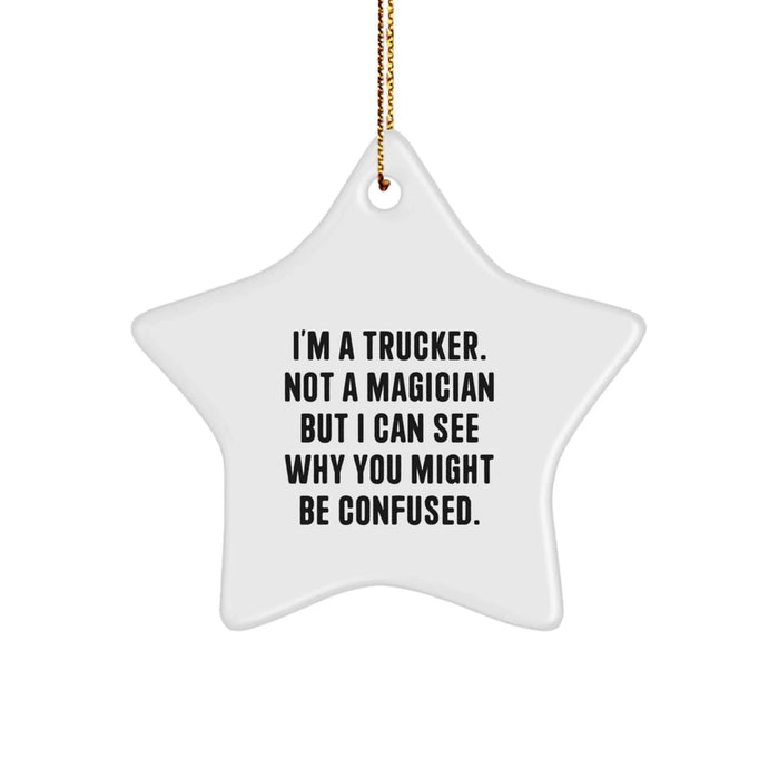 Funny Trucker Star Ornament Gifts from Men to Trucker Friends for Christmas - Image 1