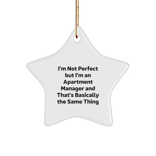 Funny Apartment Manager Gifts for Christmas - Star Ornament with Gold Cord for Men or Women Friends Family Coworkers - Image 1