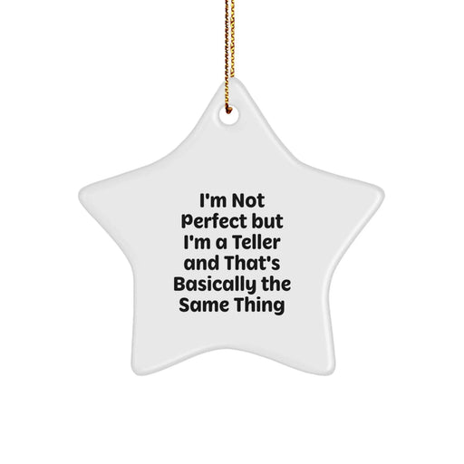 Funny Teller Star Ornament Gifts from Men, Unique Christmas Unique Gifts for Teller, White Star Shaped Decorations - Image 1
