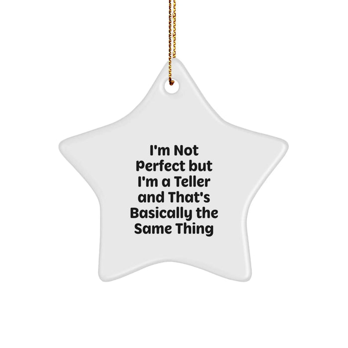 Funny Teller Star Ornament Gifts from Men, Unique Christmas Unique Gifts for Teller, White Star Shaped Decorations - Image 1