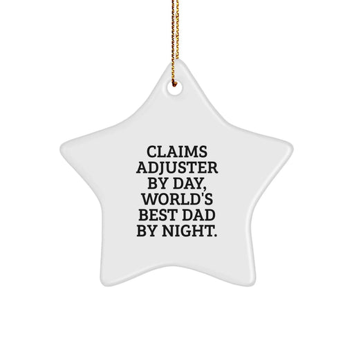 Funny Claims Adjuster Gifts for Men from Family, World's Best Dad Star Ornament for Christmas Unique Gifts - Image 1