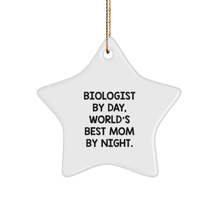 Biologist Gifts by Day, World's Best Mom Star Ornament for Christmas from Mom - Image 1