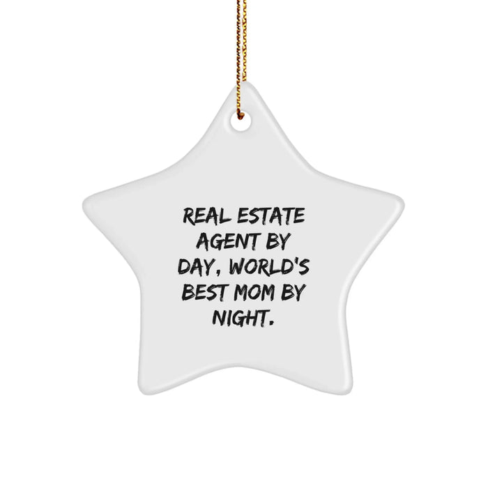 Funny Star Ornament Gifts from Mom, Perfect for Real Estate Agent By Day, Christmas Decorations - Image 1