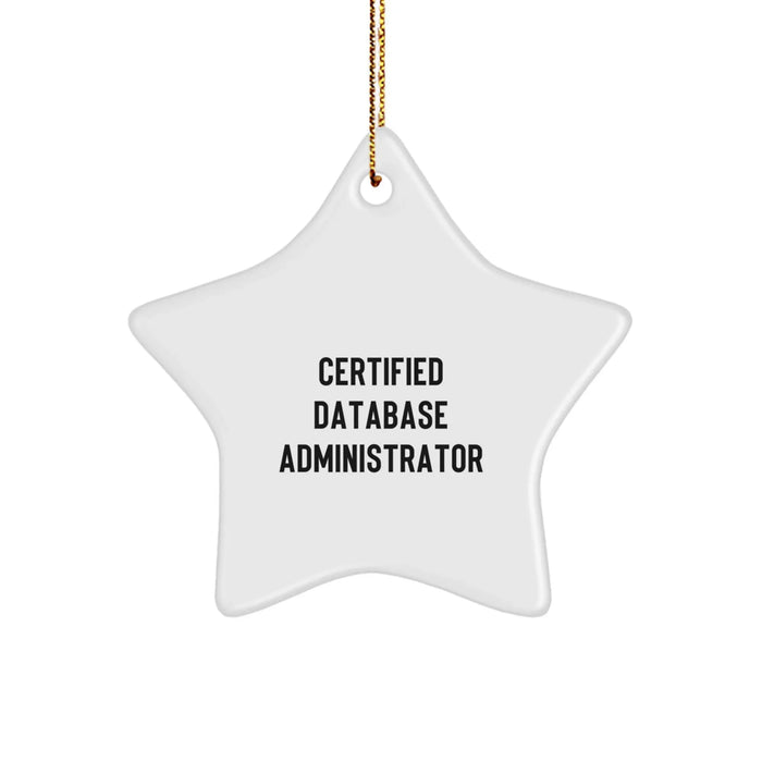 Funny 'Certified to Save Your Database' Star Ornament Gifts from Friends for Database Administrator Man at Christmas Time - Image 1