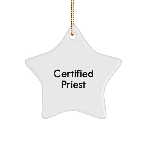 Funny Certified Priest Gifts for Christmas - 'Happiness is Contagious' Star Ornament from Friends to Family - Image 1