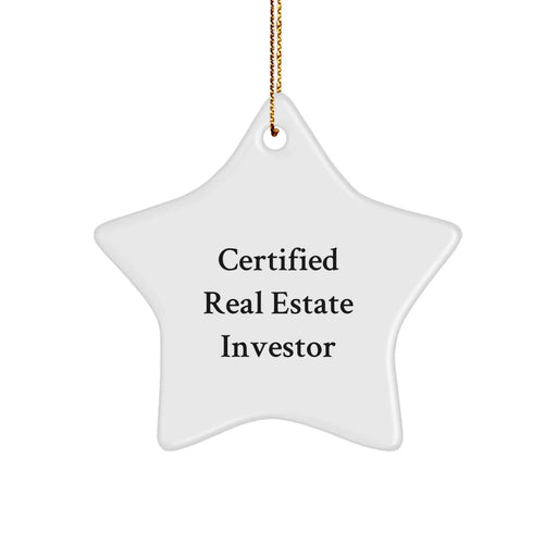 Funny Real Estate Investor Gifts for Christmas - Star Ornament 'Certified Real Estate Investor' from Gifts for Men - Image 1