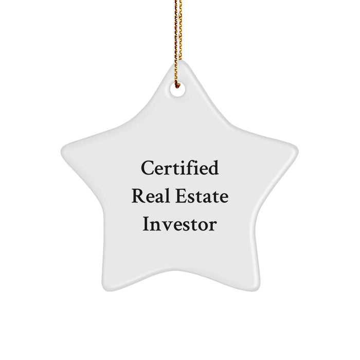 Funny Real Estate Investor Gifts for Christmas - Star Ornament 'Certified Real Estate Investor' from Gifts for Men - Image 1