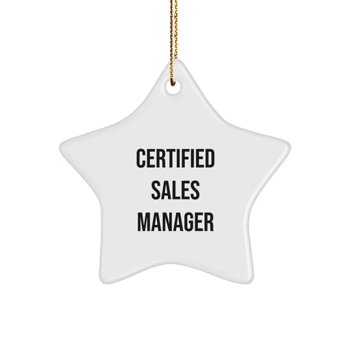 Funny 'Reach for the Stars, Sales Manager' Certified Christmas Star Ornament Gifts from Coworkers for Office Decorations - Image 1