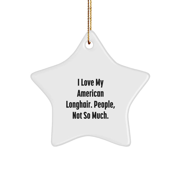 Funny American Longhair Cat Star Ornament Gifts for Cat Lovers from Friends and Family at Christmas - Image 1