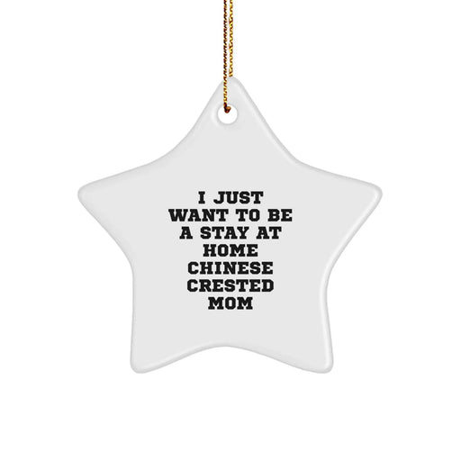 Funny Chinese Crested Dog Mom's Christmas Unique Gift Idea - 'I Just Want To Be A Stay At Home' Star Ornament for Friends and Family Unique Gifts from Mom to Chinese Crested Dog Lovers - Image 1