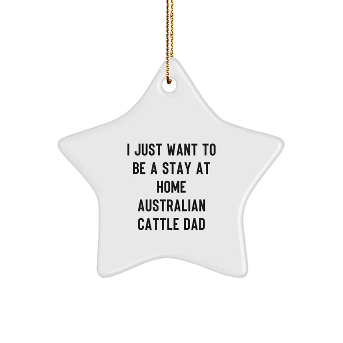 Funny Australian Cattle Dog Star Ornament Gifts from Men to Australian Cattle Dog Mom for Christmas Unique Decorations, I Just Want To Be A Stay At Home Australian Cattle Dad - Image 1