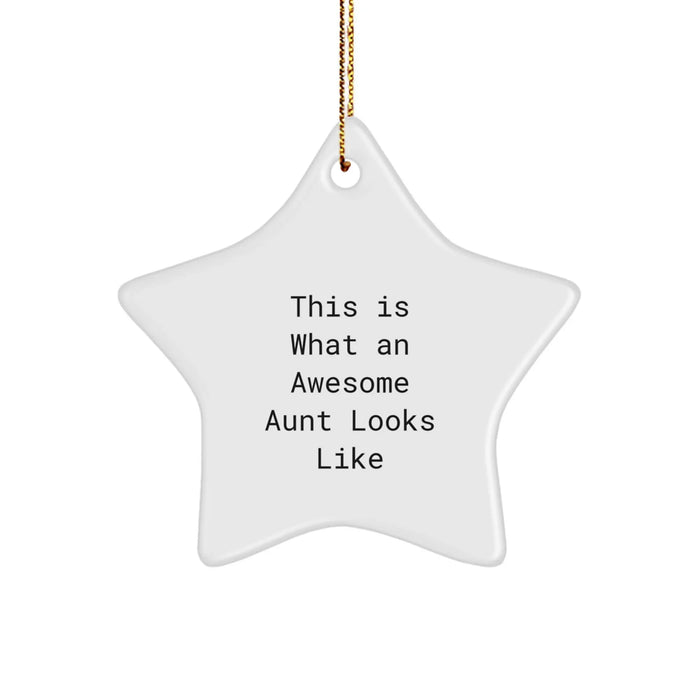 Funny Aunt Gifts from Men, Funny Star Ornament for Aunt, This Is What 'An Awesome Aunt Looks Like' Christmas Unique Gifts - Image 1
