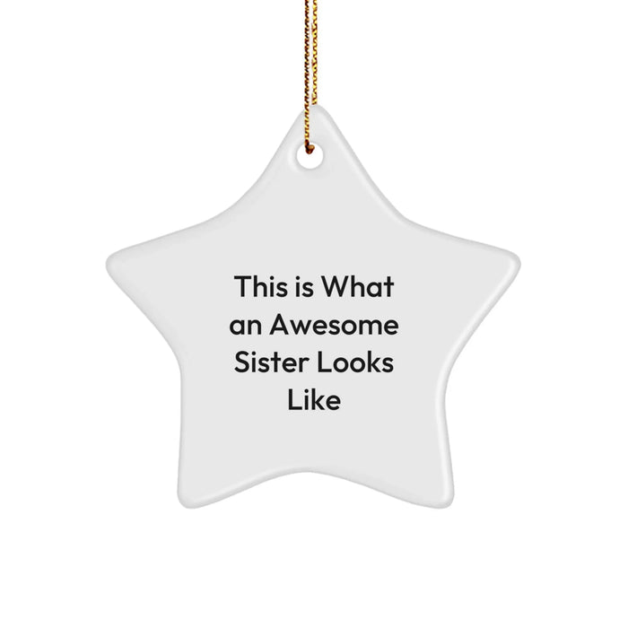 Gifts from Family - Funny Sister Gifts, Star Ornament Quote This Is What An Awesome Sister Looks Like, Christmas Unique Gifts for Sister - Image 1