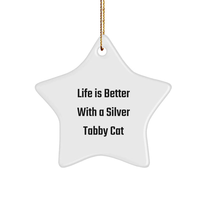 Silver Tabby Cat Star Ornament Gifts from Family Friends for Silver Tabby Cat Lover Christmas Decoration - Image 1