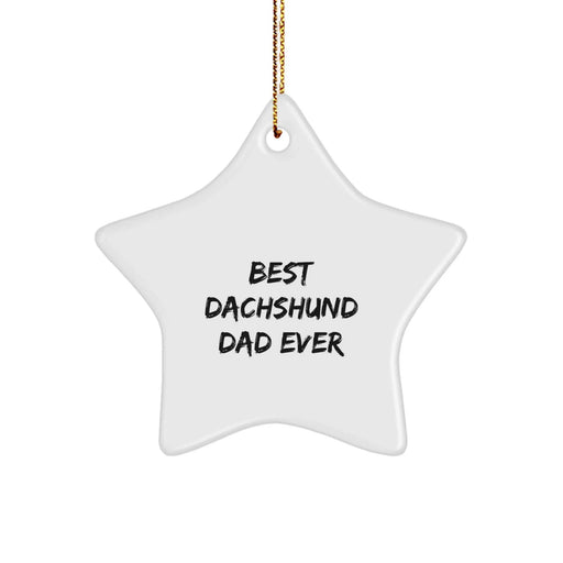 Funny Dachshund Dog Gifts for Dad, Star Ornament with Best 'Dad Ever' Quote, Christmas Unique Ornament for Men, Dachshund Dog Lover Gifts from Family - Image 1