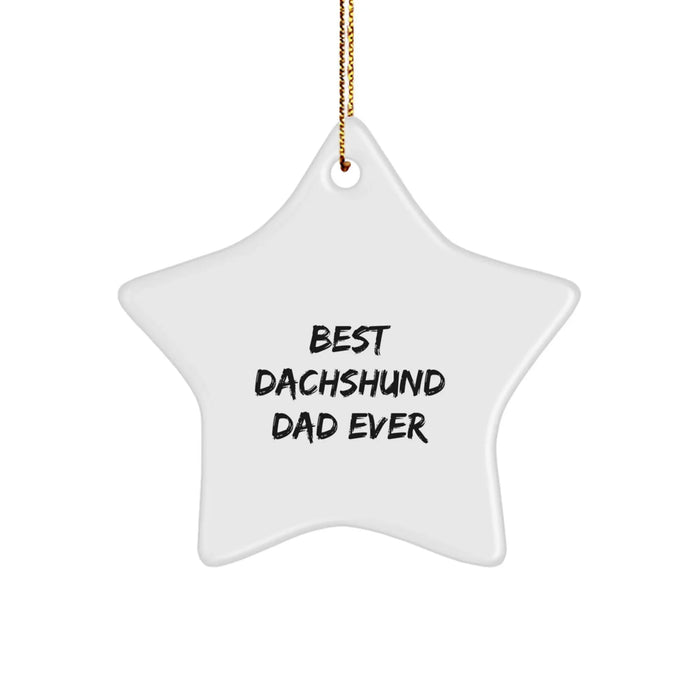 Funny Dachshund Dog Gifts for Dad, Star Ornament with Best 'Dad Ever' Quote, Christmas Unique Ornament for Men, Dachshund Dog Lover Gifts from Family - Image 1