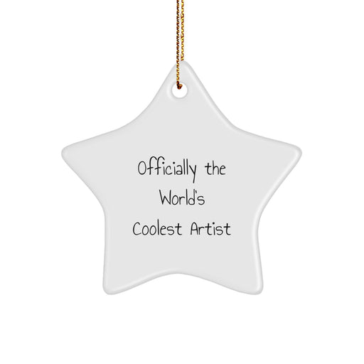 Artist Star Ornament, Funny Quote Gifts from Friends to Artist, Officially the World's Coolest Artist Christmas Unique Gifts - Image 1