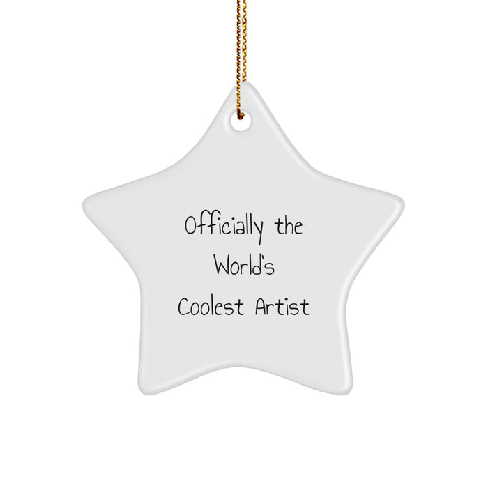 Artist Star Ornament, Funny Quote Gifts from Friends to Artist, Officially the World's Coolest Artist Christmas Unique Gifts - Image 1