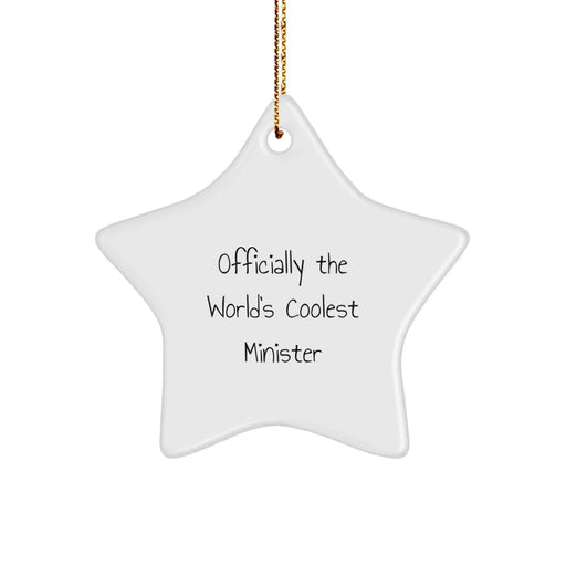 Funny Minister Gifts - Star Ornament with Officially The World's Coolest Minister, Christmas Unique Gifts, Gifts from Friends for Minister - Image 1