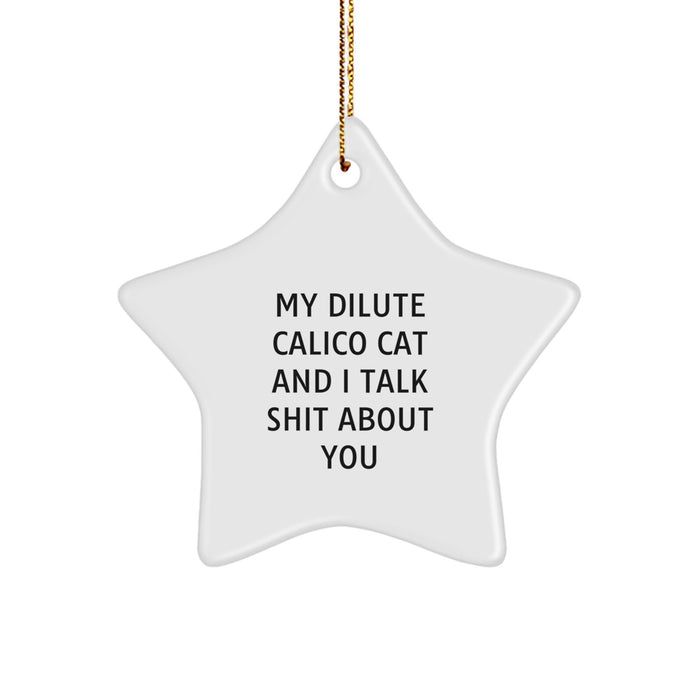 Funny Dilute Calico Cat Quotes Gifts for Men from Family - Star Ornament for Christmas Tree - Image 1