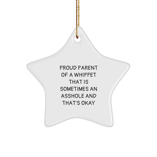 Funny Whippet Dog Gifts for Men, Women, Friends from Proud Parents, Christmas Unique Star Ornaments for Home Decor, Whippet Lover Star Shaped Decoration - Image 1