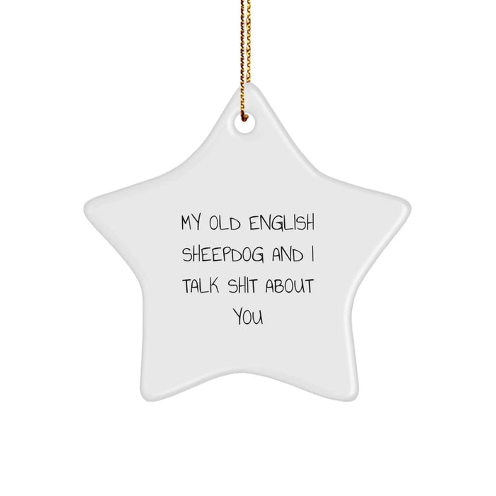 Funny Old English SheepDog Star Ornament Gifts from Men to Friends for Christmas - Image 1