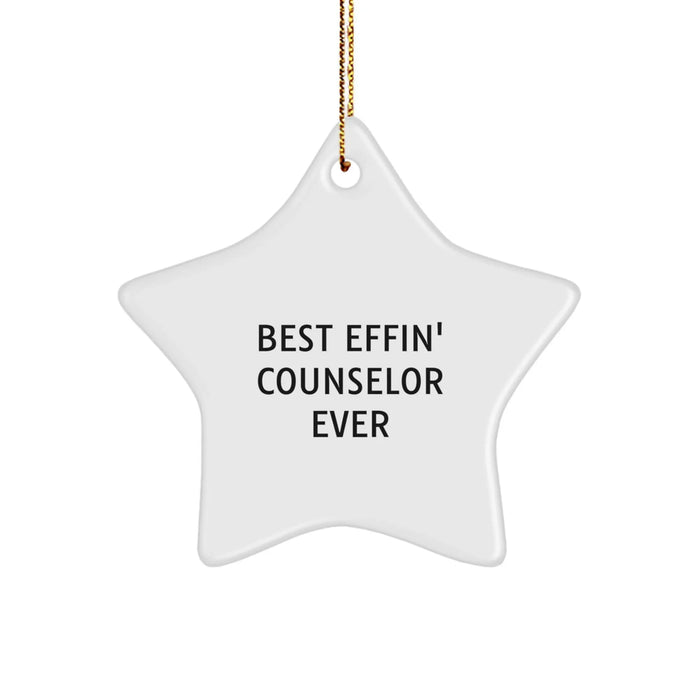 Funny Counselor Gifts, Best Effin' Counselor Ever Quote Star Ornament, Christmas Unique Gifts for Counselor Friends - Image 1