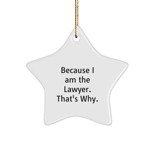 Funny Lawyer Star Ornament Gifts from Men to Lawyer Friends and Coworkers - Because I Am The Lawyer, That's Why, Christmas Unique Star Decorations - Image 1