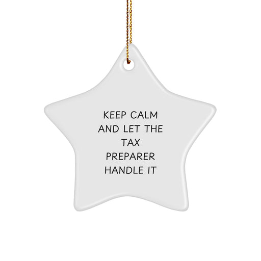 Funny Tax Preparer Gifts for Friends - Keep Calm and Let the Pro Handle It Star Ornament, Christmas Unique Gifts from Coworkers to Men - Image 1