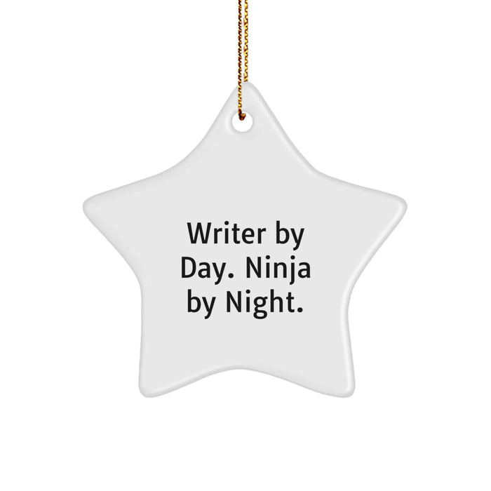 Funny Writer Gifts for Men Christmas Star Ornament, Gifts from Friends, Funny Writer Star Ornament, Writer By Day Ninja By Night Gifts - Image 1
