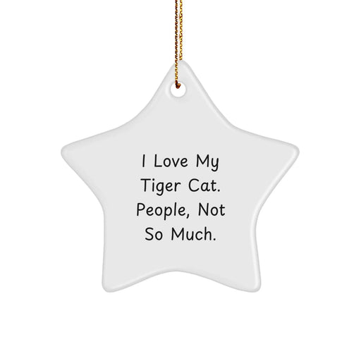 Funny Tiger Cat Star Ornament Gifts from Men for Women, Christmas Unique Gifts with I Love My Tiger Cat. People, Not So Much. - Image 1