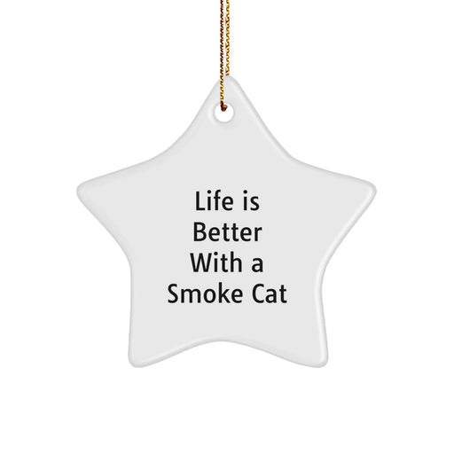 Funny Smoke Cat Star Ornament, Gifts from Men to Women, Unique Christmas Decorations for Home, Office, or Smoke Cat Enthusiasts - Image 1