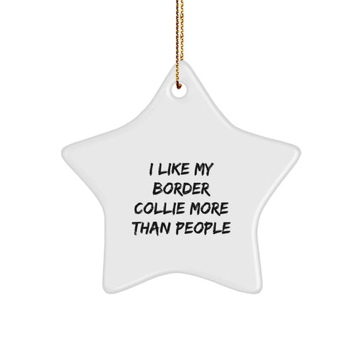 Funny Border Collie Dog Star Ornament Gift for Friends from I Like My Border Collie More Than People, Unique Christmas Unique Gifts for Border Collie Dog Lovers - Image 1