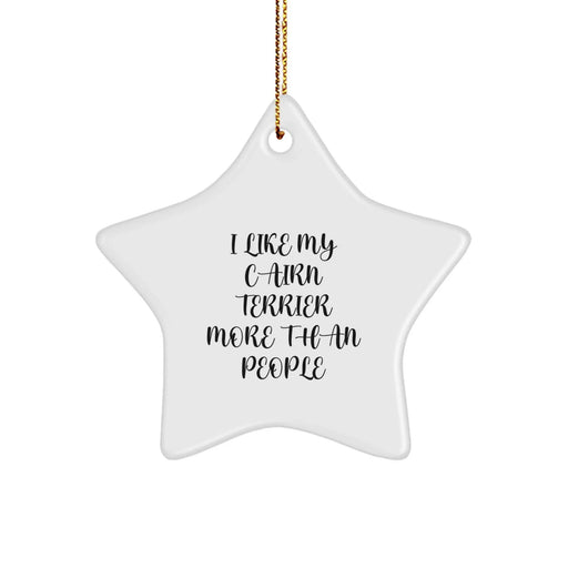 Cairn Terrier Dog Lovers Gifts from Friends, Funny Star Ornament with 'I Like My Cairn Terrier More Than People' Quote for Christmas - Image 1
