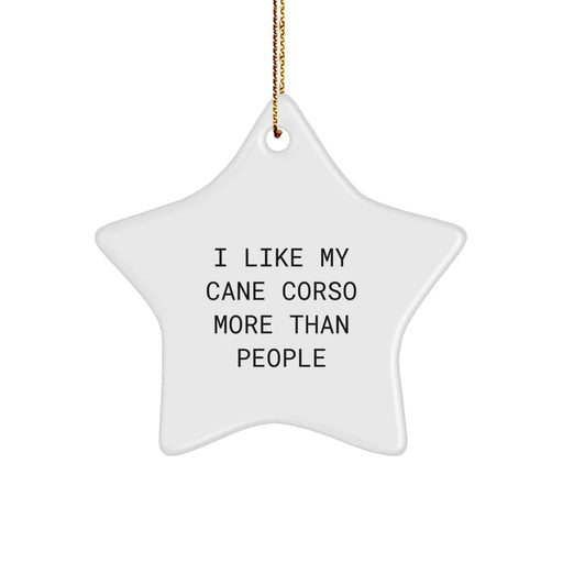 Funny Cane Corso Dog Gifts from Friends for Cane Corso Dog Lovers - Star Ornament with 'I Like My Cane Corso More Than People' Quote, Christmas Unique Gifts - Image 1