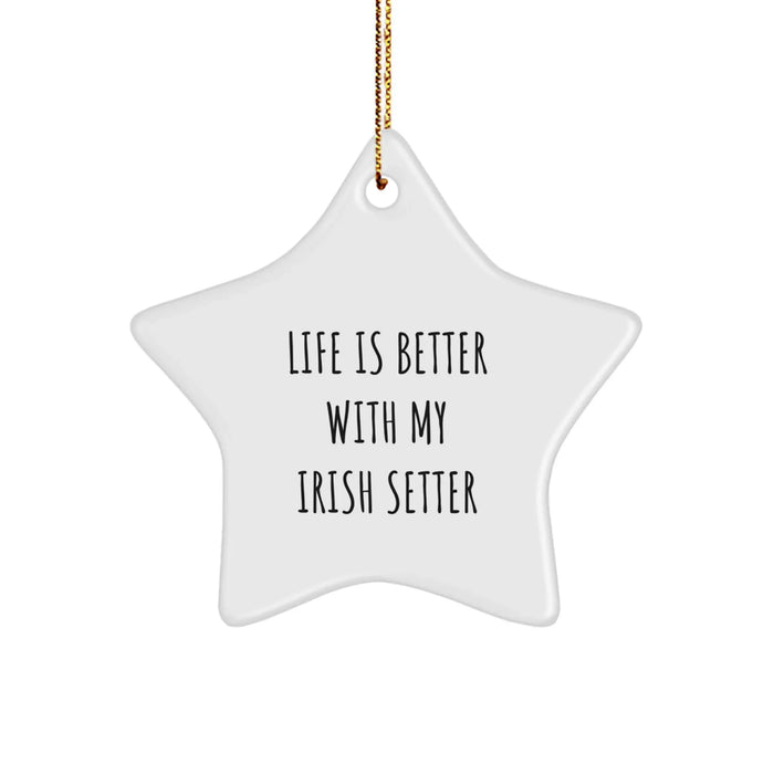 Irish Setter Dog Lover Gifts from Men to Friends - Star Ornament with Funny Quote 'Life Is Better With My Irish Setter' for Christmas Unique Gifts - Image 1