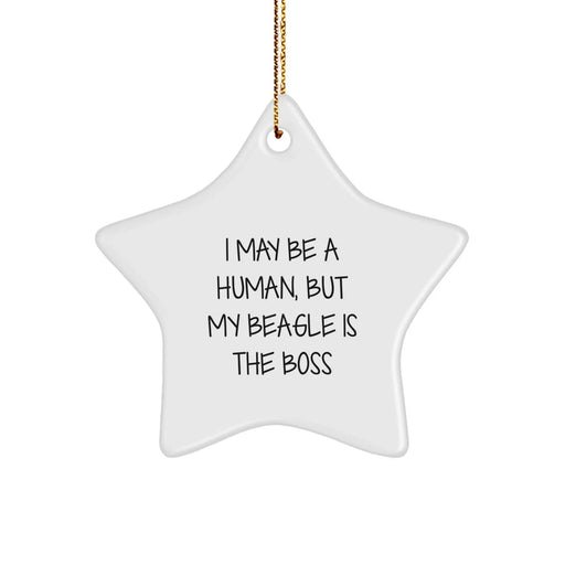 Funny Beagle Dog Christmas Unique Gifts for Beagle Owners - Star Ornament I May Be Human, But My Beagle Is The Boss Gift from Friends Family - Image 1