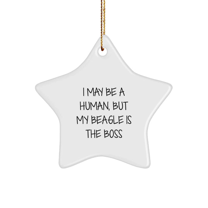 Funny Beagle Dog Christmas Unique Gifts for Beagle Owners - Star Ornament I May Be Human, But My Beagle Is The Boss Gift from Friends Family - Image 1
