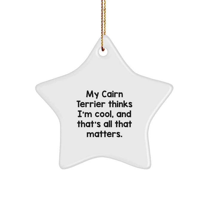 Cairn Terrier Dog Gifts from Friends to Family - My Dog Thinks I'm Cool Star Ornament - Image 1