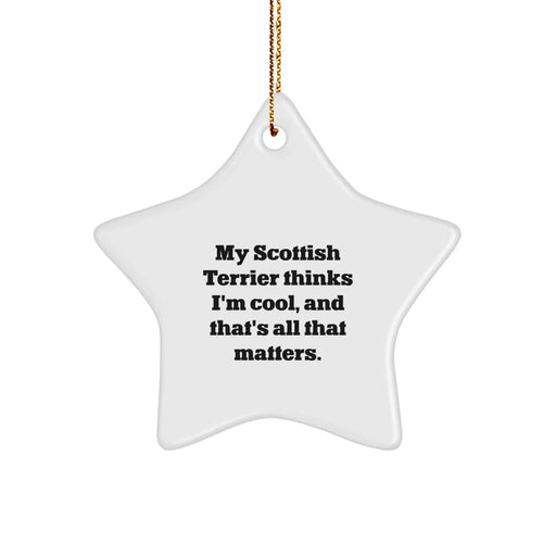 Funny Scottish Terrier Dog Gifts, Star Ornament for Men, Women, Friends, Coworkers, Family - My Scottish Terrier Thinks I'm Cool - Image 1