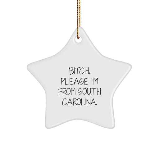 Funny South Carolina Star Ornament, 'B-tch, Please. I'm From South Carolina.' Gifts for Men, Women, Family, and Friends from South Carolina, Perfect for Christmas - Image 1