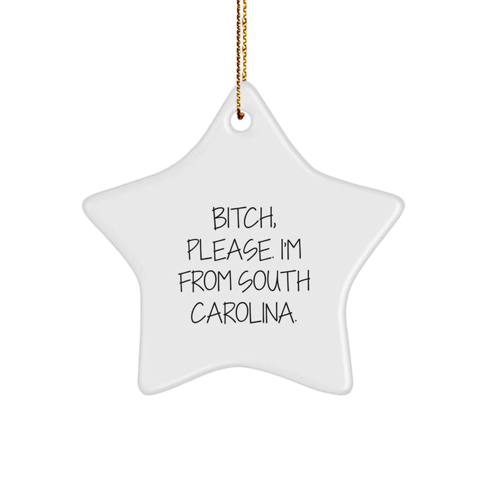 Funny South Carolina Star Ornament, 'B-tch, Please. I'm From South Carolina.' Gifts for Men, Women, Family, and Friends from South Carolina, Perfect for Christmas - Image 1