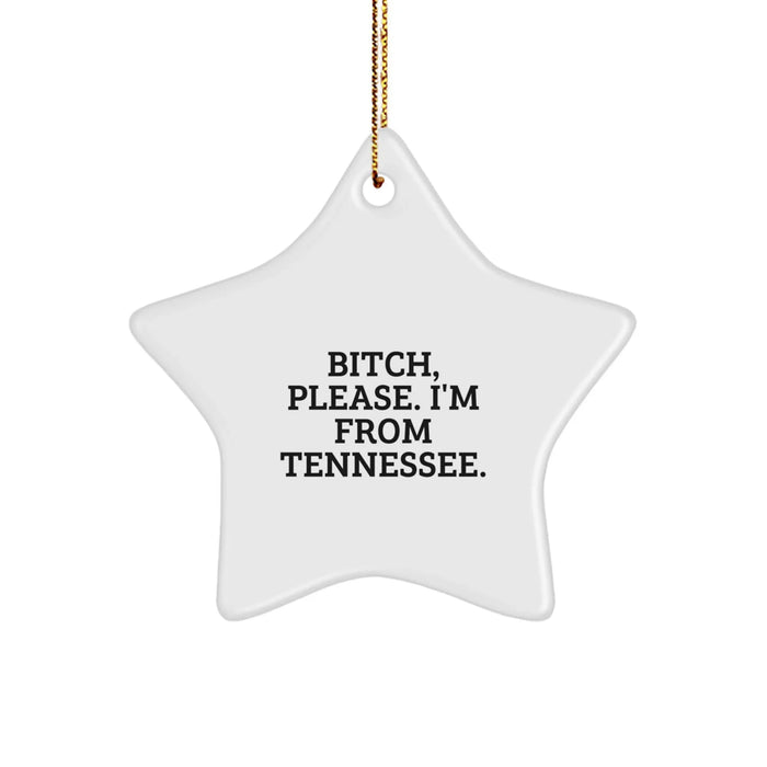 Funny Tennessee Star Ornament, 'B-tch, Please. I'm From Tennessee.' Quote, Gifts from Men to Friends, Christmas Unique Present - Image 1