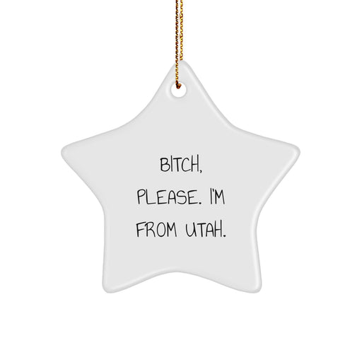 Utah Star Ornament, B-tch Please I'm From Utah, Funny Gift from Men to Women, Unique Christmas Decor - Image 1