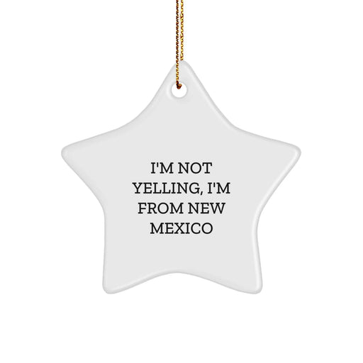 Funny New Mexico Gifts for Friends from New Mexico, Christmas Unique Star Ornament, I'm Not Yelling, I'm From New Mexico - Image 1