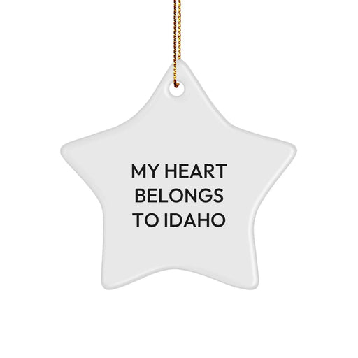 Funny Idaho Star Ornament Gifts from Friends - 'My Heart Belongs To Idaho' Christmas Unique Gifts for Idaho Men Women - Image 1
