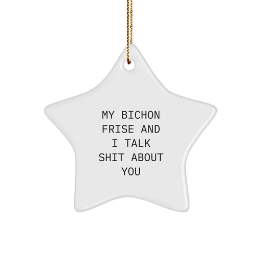 Funny Bichon Frise Dog Gifts for Him, Funny Star Ornament Bichon Frise Dog Lover Quotes, Gifts from Friends and Family for Christmas Unique Decorations - Image 1