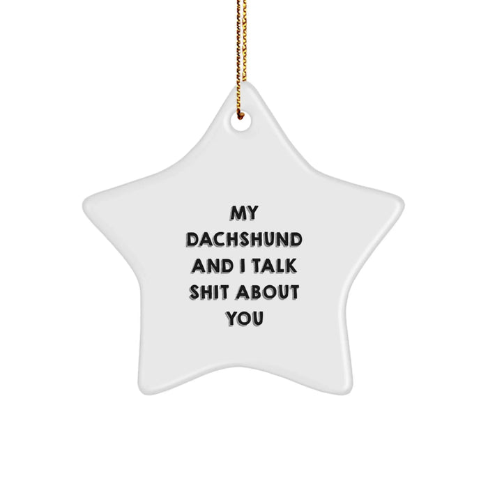 Dachshund Dog Star Ornament, Funny Quote Gifts for Men from Women, Christmas Unique Gift for Friends or Family - Image 1
